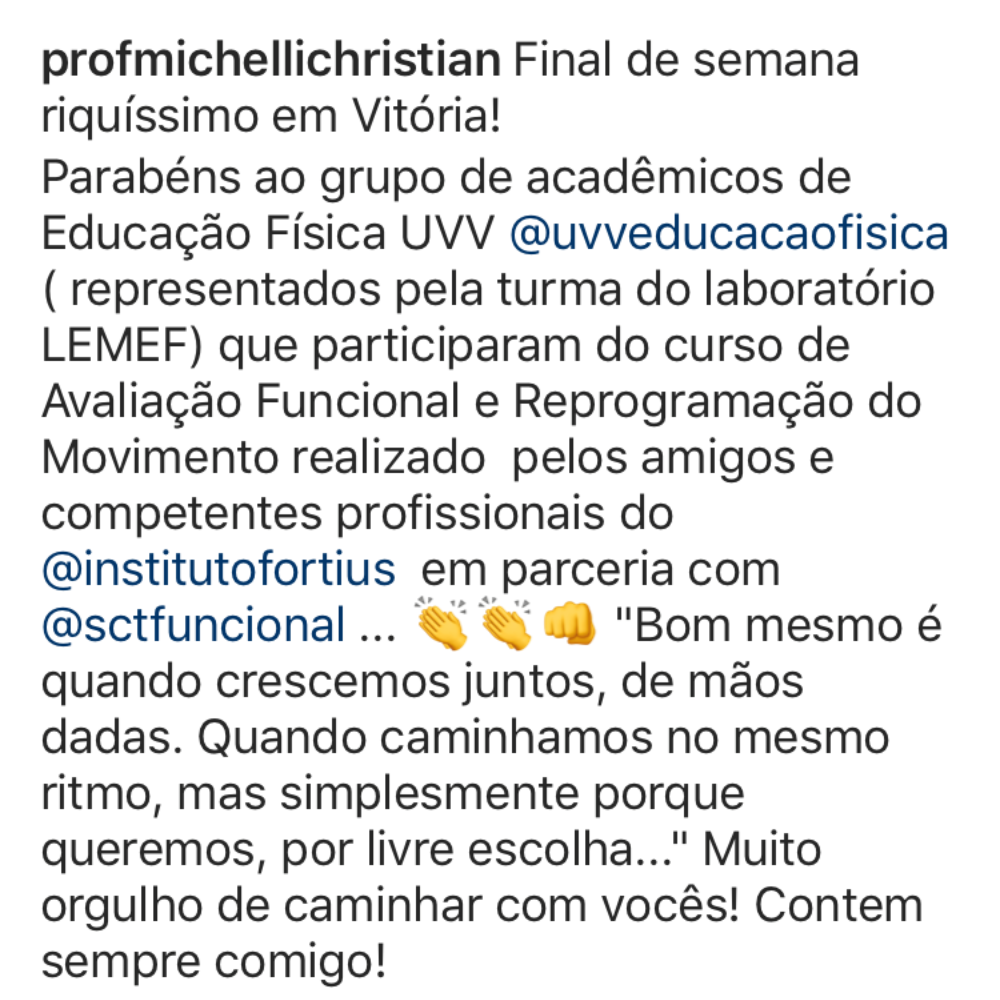 Depoimento de @profmichellichristian