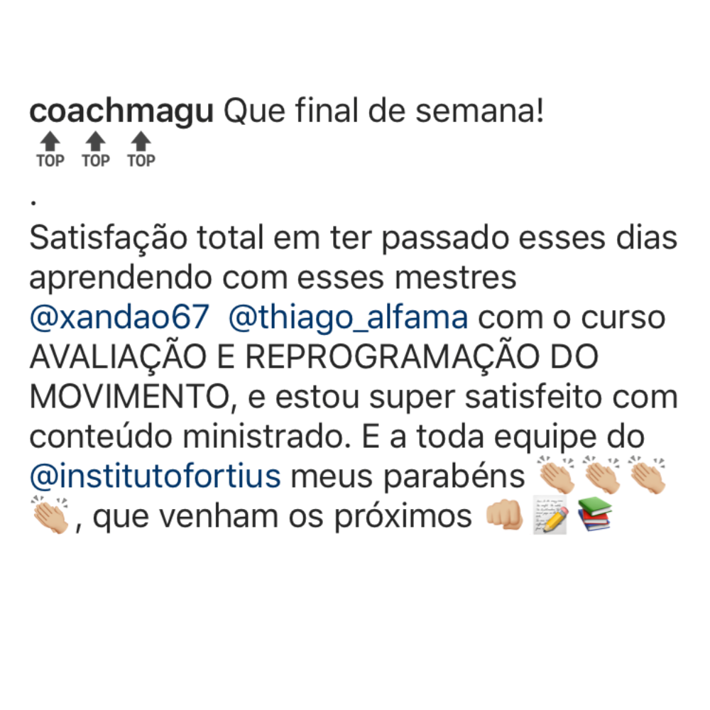 Depoimento de @coachmagu